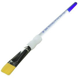 Royal Brush Soft Grip Flat Golden Taklon Fiber Non-Slip Rubber Grip Acrylic Handle Paint Brush, Size 12, Pack of 12