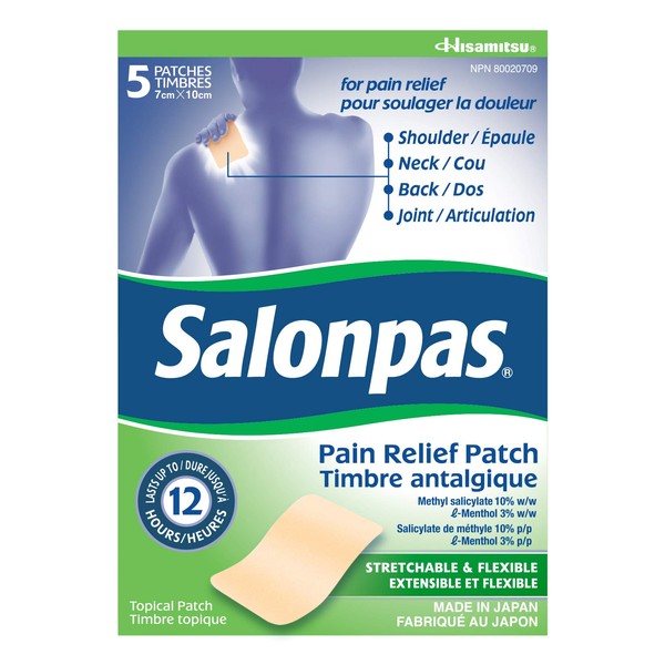 Salonpas 12 Hour Pain Relief Patch, 5 Count (Pack of 1)
