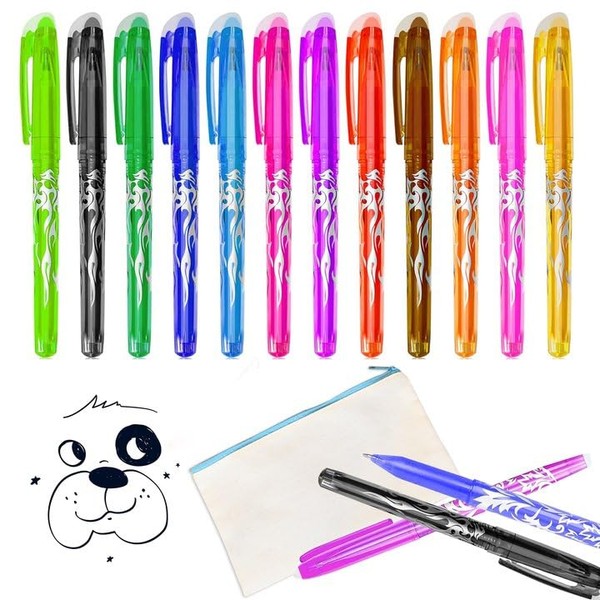 MOKIDO Erasable Ballpoint Pen, 12 Colours Erasable Rollerball Pen, 0.7