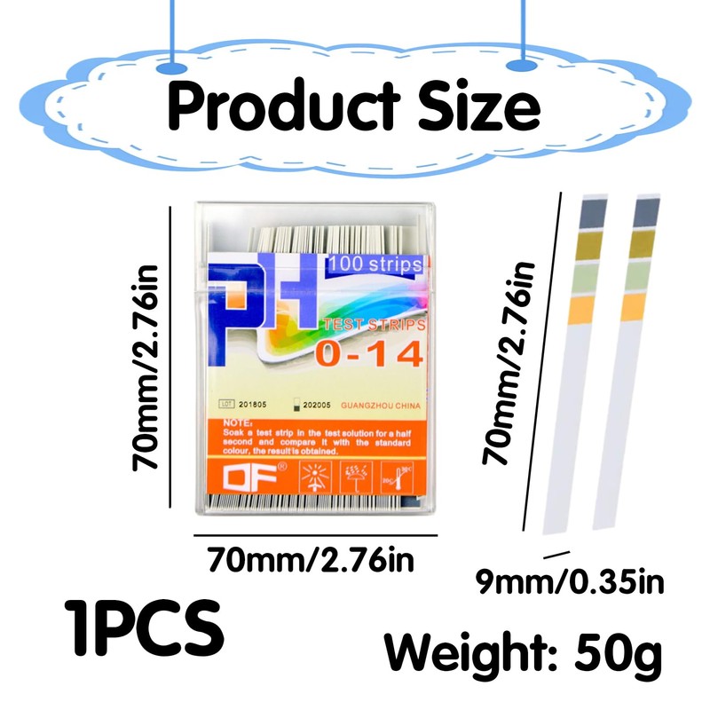 Pack of 100 pH Test Strips, Urine Acid Base Value