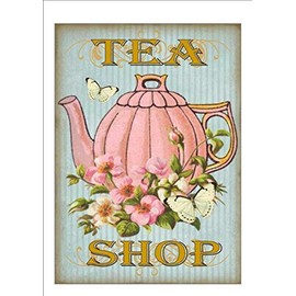 ZMKDLL Retro Style Tea Shop Metal Sign Door Sign, Tea Rooms Sign Afternoon Tea