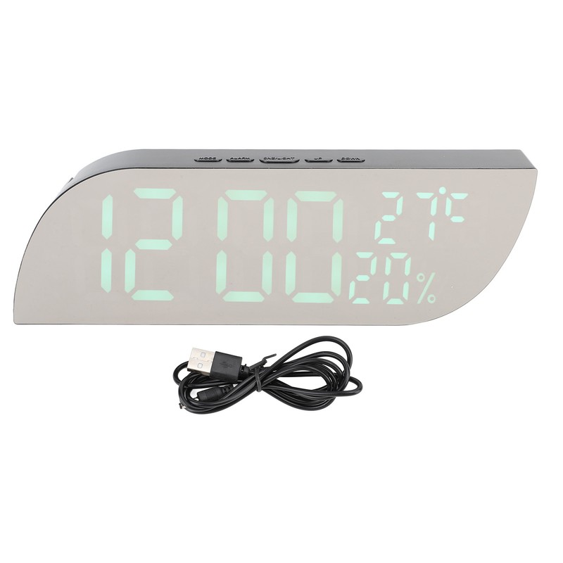 Digital Alarm Clock Multifunction Innovative Silent Temperature Humidity LED Mirror