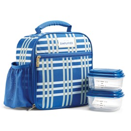 Fit & Fresh Lunch Bag For Women, Insulated Womens Lunch Bag For Work, Large Lunch Box For Women With Two Matching Containers, Townsend Lunch Bag, Pistachio Plaid