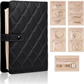 Tefola Joyero de Viaje, Portátil Organizadora para Joyas Bolsas de Almacenamiento para Aretes Anillos Collares Pulseras Pendientes (Negro)
