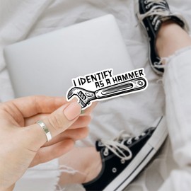 3Pcs I Identify As A Hammer Sticker Funny Hammer Mechanic Wrench Carpenter Gift I Identify As A Hammer Stickers Construction Worker Blue Collar Decal for Laptop Water Bottle Toolbox Phone Car 3"