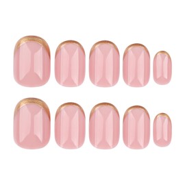 Kaichen Press On Nails - Kurz Rund Nägel mit Golden Französisch Ende | 12 Größen - 24pcs Nagelset mit Klebetabs