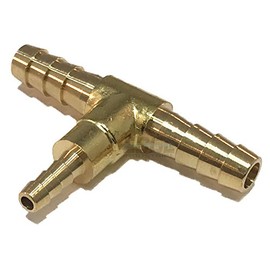 EDGE INDUSTRIAL 1/4" x 1/4" x 1/8" Hose ID Brass Hose Barb TEE SPLICER Fitting Fuel/AIR/Water/Oil/Gas/WOG (Qty 1)