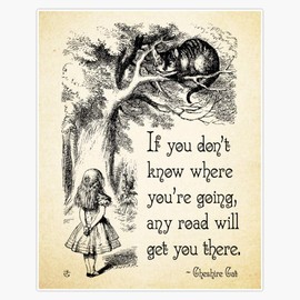 Alice In Wonderland Quote - Any Road - Cheshire Cat Quote - 0106 Waterproof Vinyl Window Bumper Sticker Decal 5"