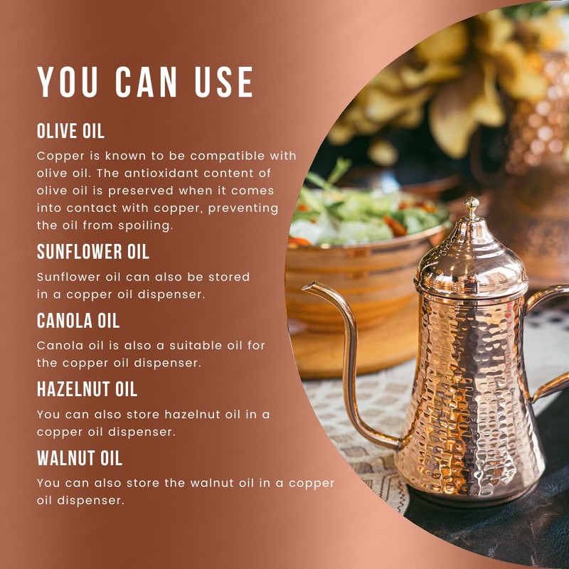 COPPER CONCEPT Copper Oil Dispenser for Kitchen, Handmade Olive Oil