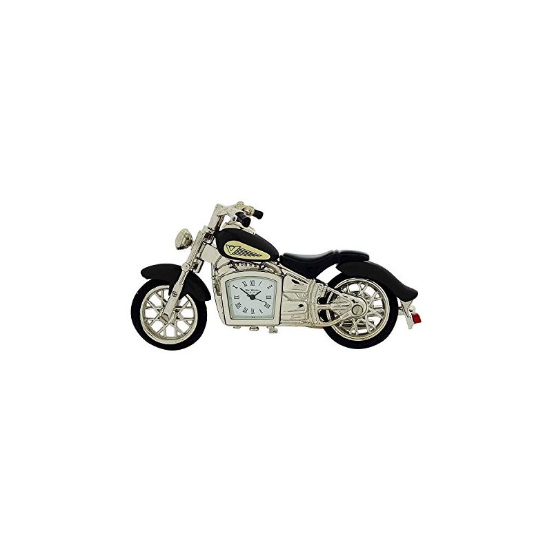 W M Widdop Miniature Clock - Black Motorcycle in Indian