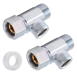 SUNGATOR 3/8 Inch Compression Tee, 3 Way Water Line Splitter, Add-A-Tee Valve 3/8 Inch Inlet x 3/8" Outlet x 3/8” Outlet, No Lead Brass Compression Splitter (2-Pack)