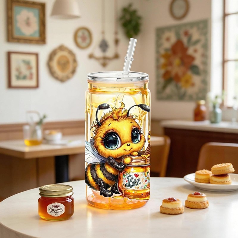 2 Pack 16 Oz Bee Themed Acrylic Snow Globe Tumbler