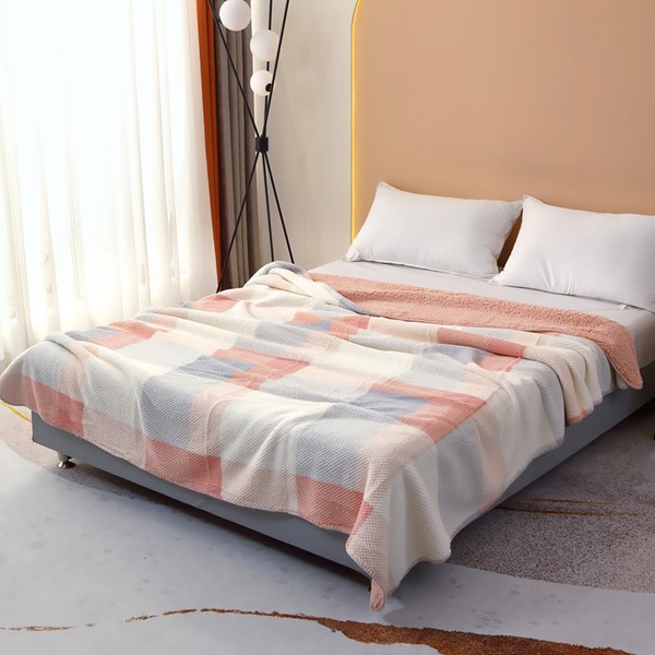 UKELER Boho Sherpa Fleece Blanket 80'' × 90'', Ultra Soft