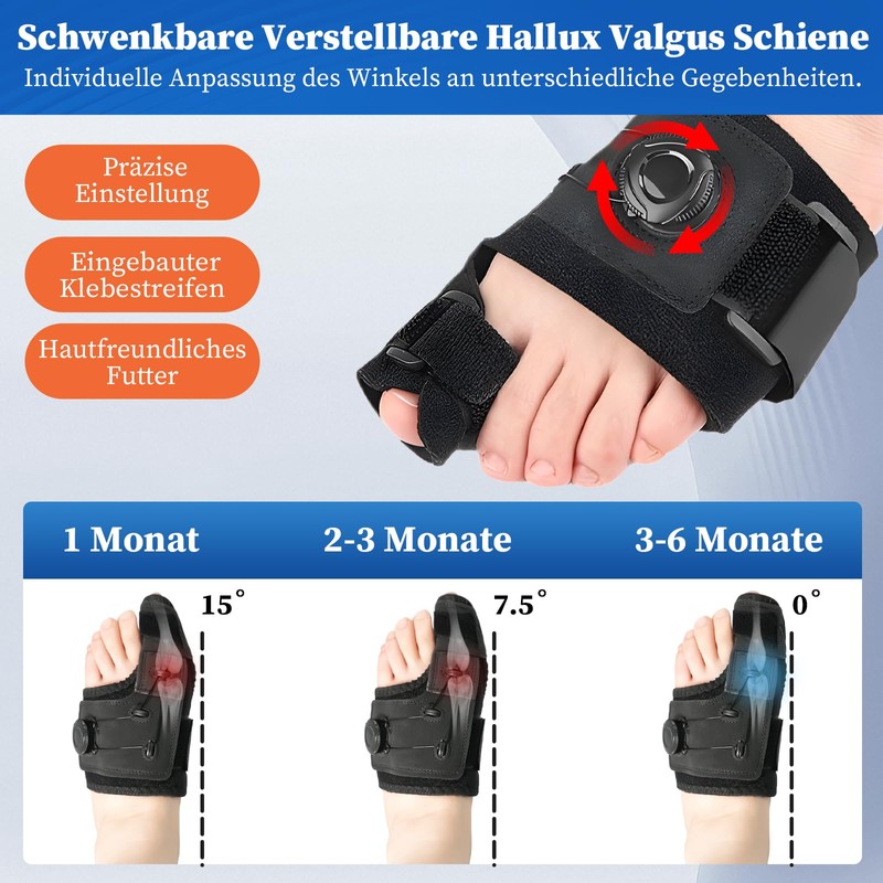 PNGOS Hallux Valgus Correction for Right, Adjustable Button, Hallux Valgus