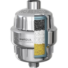 WeAQUA Heavy Duty NO BS Shower Filter – 99% Removal for Hard Water, Chlorine, Fluoride, Heavy Metals, Micro-life, Organics and More