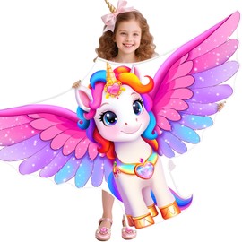 YFAFENGS 59" Giant Unicorn Kites for Kids Ages 4-8 & 8-12 Girls – Easy to Fly Beginner Beach Kites with Long Tail, Lightweight Durable Outdoor Toys for Girls Birthday Gift & Activities