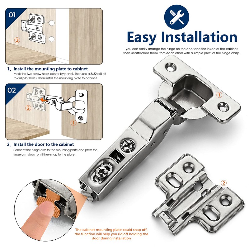 Ravinte 30 Pack 15 Pairs European Kitchen Cabinet Hinges Soft