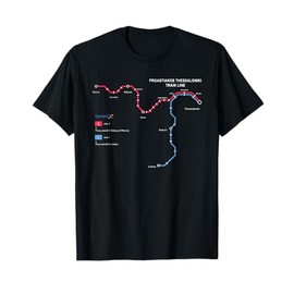 Thessaloniki Greece Metro Train Railway – Souvenir Route Map T-Shirt