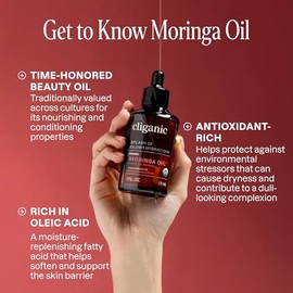 Cliganic Organic Moringa, 30 ml Facial Oil - USDA Certified Pure Single-Ingredient Skincare Product - Ideal for Dry Skin - Sustainably Sourced and Minimally Processed Facial Skin Care Products