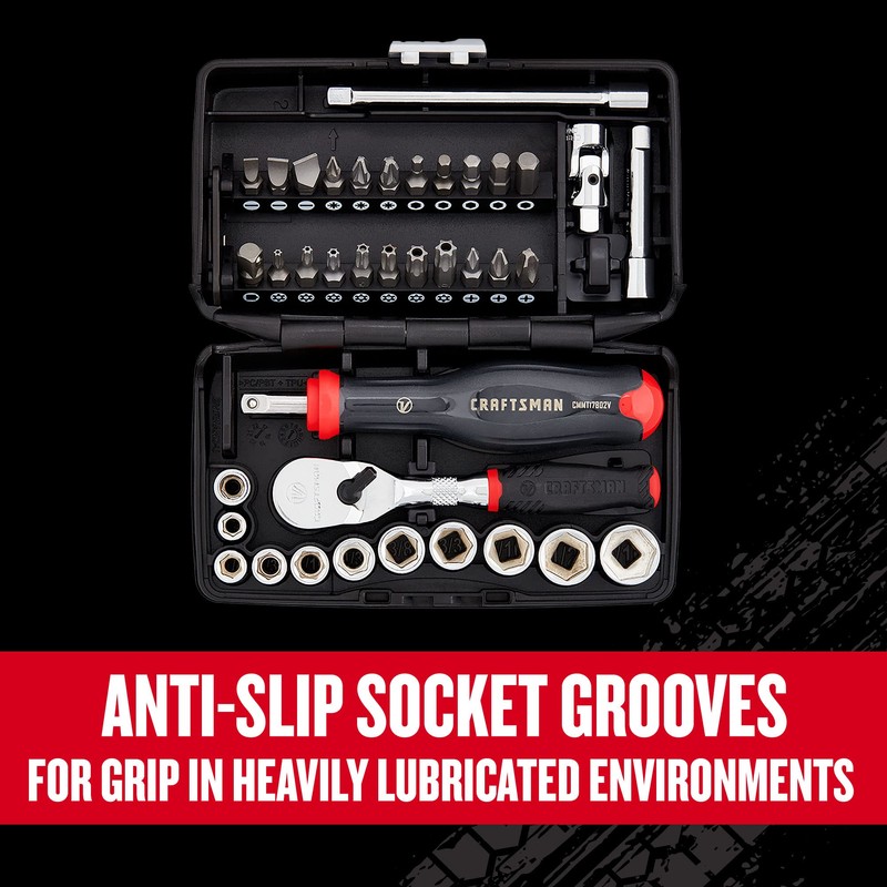 CRAFTSMAN V-SERIES Socket Set and Screwdriver Bit Set, SAE, 1/4"