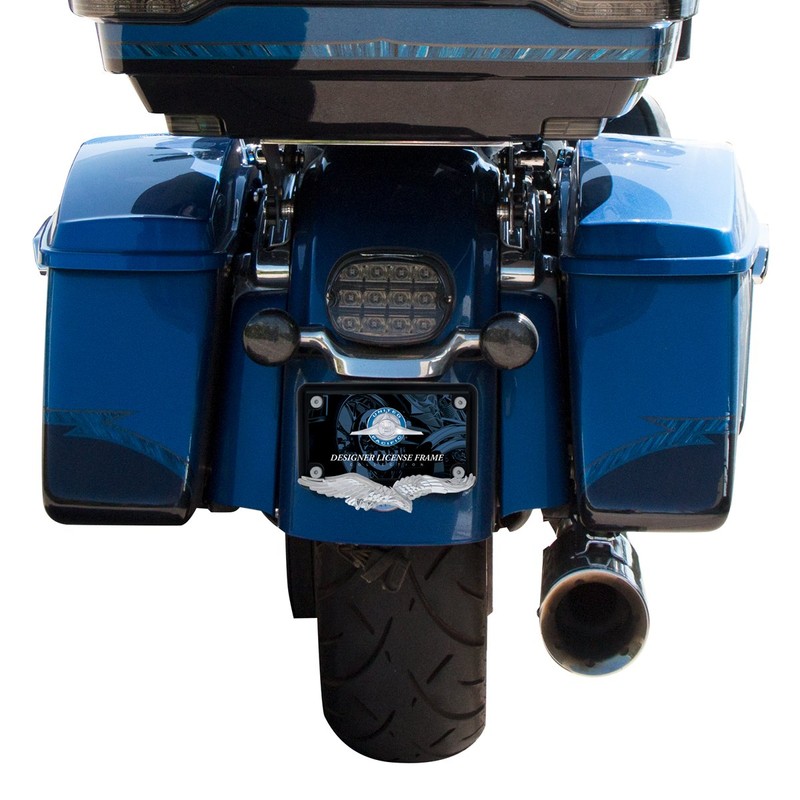 United Pacific Industries 50124 Chrome/Black Eagle Motorcycle License Plate Frame