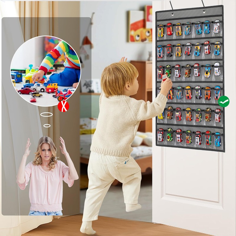 TEMUORG Toy Car Storage Organizer Hanging Toy Wheels Cars Holder