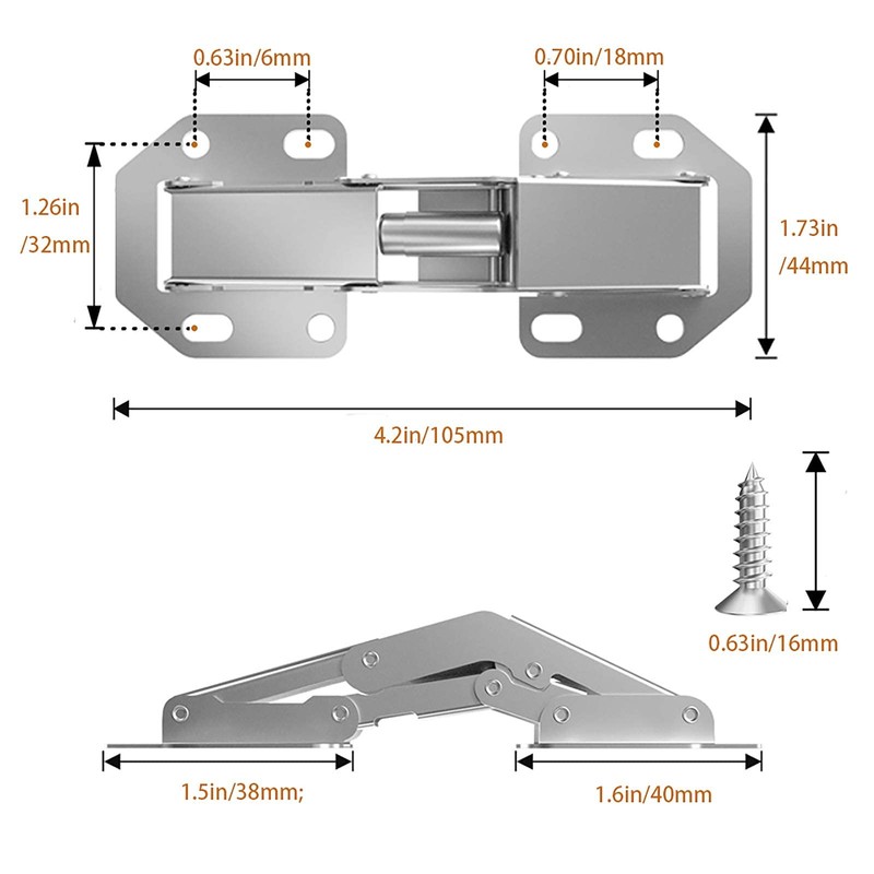 REDYA 8-Pack Hidden Hinges for Cabinet Doors Frameless Cabinet Hinges
