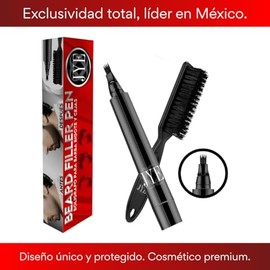 JYE Kit de BOLIGRAFO y PINCEL para rellenar huecos de barba y Bigote, Impermeable, Cubre canas. Incluye tratamiento natural para crecimiento de barba 