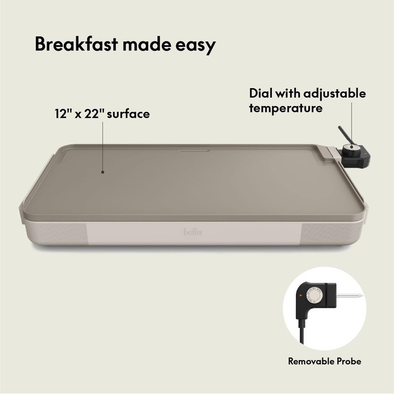 bella 12" x 22" Electric Griddle with EverGood™ Ceramic Nonstick