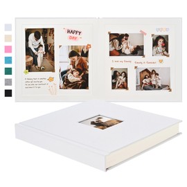 Pssoss 10 x 10 Inch DIY Scrapbook Album 40 Pages Linen Hardcover Kraft White Paper Scrap Book Photo Albums Memory Book for Baby Wedding Family Anniversary Photo Album (White, 40 pages)