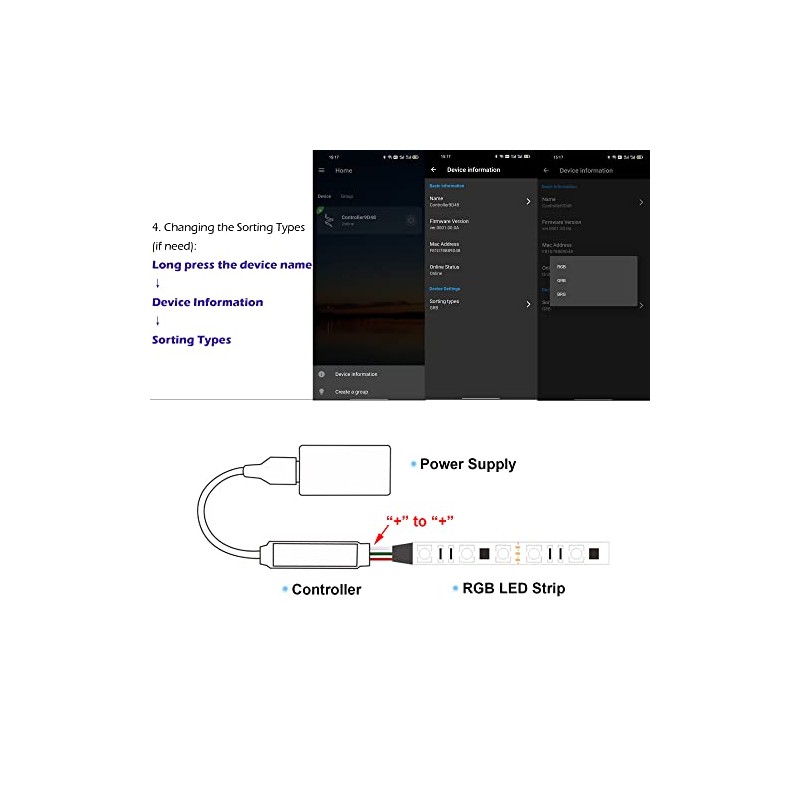 Cleiscry Mini Bluetooth Compatible RGB Controller Music LED Light Strip