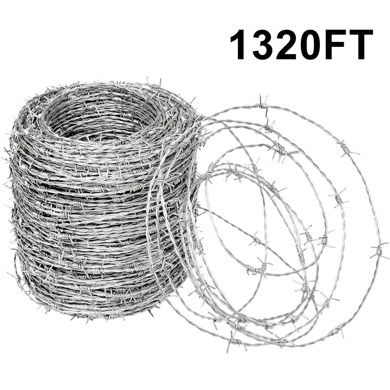 YXJSTO Real Barbed Wire 1320FT, 4 Point Barbed Wire Roll