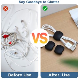 Acpetdr 15 Pack Cable Clips Cord Management Hide Phone Charging Cable Keeper Wire Charger Holder for Nightstand, Kitchen Appliances, Office Supplies