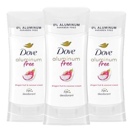 Dove Desodorante sin aluminio para mujer, paquete de 3 unidades de fruta de dragn y crema de coco, proteccin contra olores de 72 horas, 2.6 onzas     