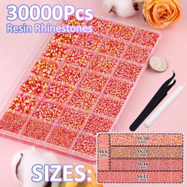 TINKRSTUFF 30000Pcs Resin Rhinestones for Bedazzling with Tweezers, Red AB Rhinestones for Crafting with B7000 Jewelry Glue for DIY Crafts Clothing Tumblers Shoes Fabric Nail Art