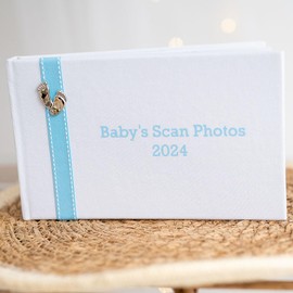 Baby's Scan Photos 2024 - Photo Album with Stitched Blue Ribbon (2024)