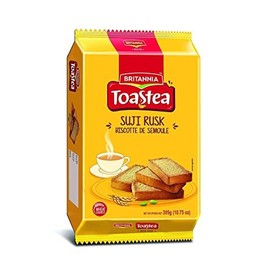 BRITANNIA Toastea Suji Rusk 10.75oz (305g) - Biscotte De Semoule - Crispy Tea Time Snack - Crispy Crunchy Toast - Halal and Suitable for Vegetarians (Pack of 1)