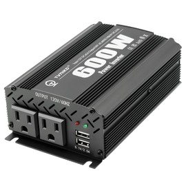 600W Power Inverter DC 12V to AC(2 Outlets) 110V Car Charger Plug Inverter Adapter Converter with 4.2A Dual USB Charging Ports for RV Camping Travel