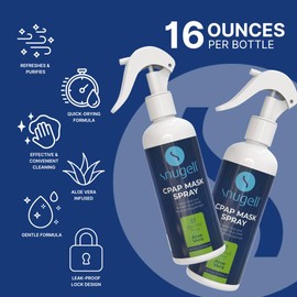 Snugell CPAP Cleaner Spray - Alcohol Free with Aloe Vera, Gentle Cleaner for Masks, Tubes & Machines for Best CPAP Cleaning - Easy to Use, Refreshes & Maintain your Equipment (16 floz bottle) (1-Pack)