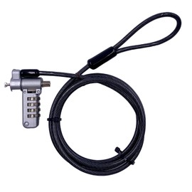 Bosvision Desktop/Laptop Security Cable Lock, for 3 Security Slots (K Standard, Nano and Wedge) Combination, 6.5 feet (200cm) Ø4.5mm Stainless Steel Cable