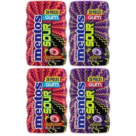 Sour Sugarfree Gum, Strawberry and Grape, 28 Pieces (Pack of 4) - with Two Make Your Day Lollipops