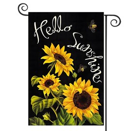 DMERBYL Sunflower Garden Flag 12 x 18 Inch Double Sided with Hello Sunshine Summer Sunflower Pattern Seasonal Yard Flag for Lawn Porch Decoration