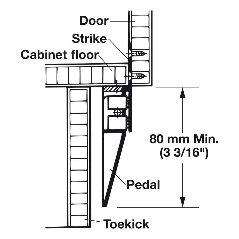 Kitchen Inventions Hands-Free Toe Kick Garbage Can Cabinet Door Opener