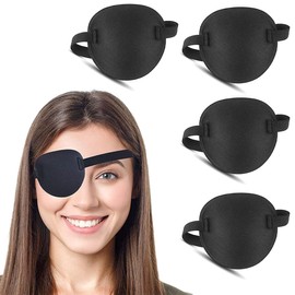 COYUN Pack of 4 Eye Patches, Medical Eye Patches for Adults and Children, 3D Adjustable Eye Patch, Pirate Eye Patches for Left or Right Eyes, Amblyopia, Recovery Phase After (Black)