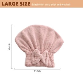 Large Microfiber Hair Drying Caps with Bow Knot Ultra Absorbent Hair Turban Drying Cap Hair Shower Cap Soft Hair Wrap Quick Dry Bath Caps for Curly Thick and Wet Hair 2Pack (newpink+Green)