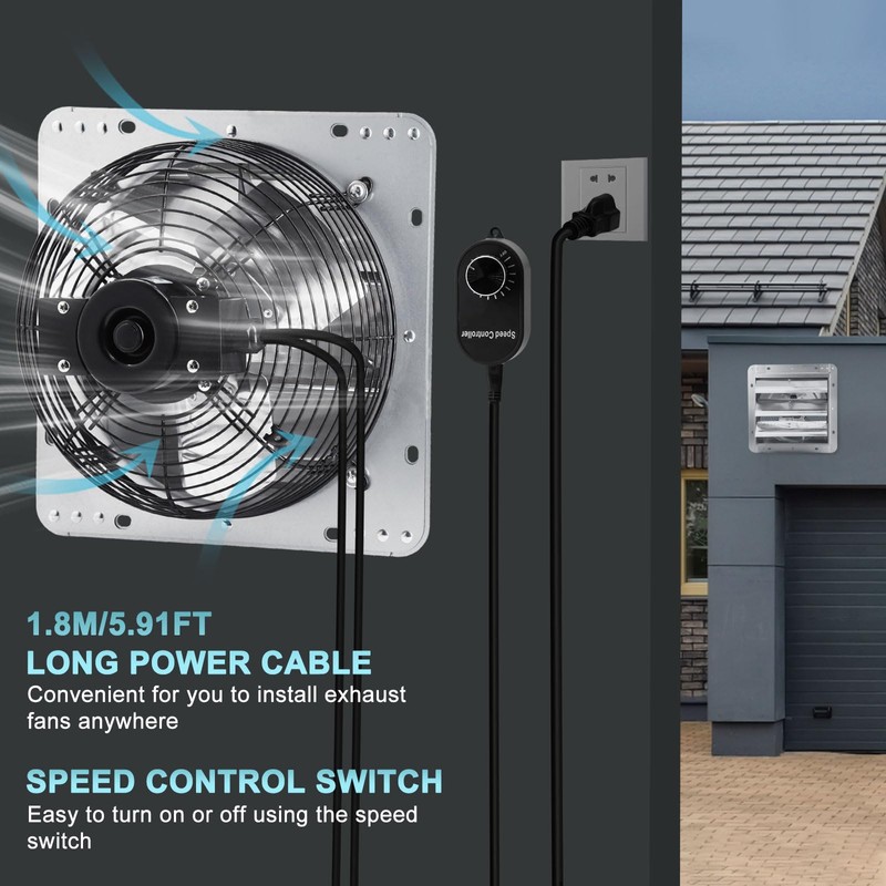 Criditpid 10 Inch Shutter Exhaust Fan with Speed Controller and
