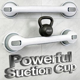 2 Pack 16.2” Grab Bars for Bathtubs and Showers, Shower Handles for Elderly Suction Cup Grab Bars for Shower Wall Heavy Duty, Safety Grab Bar for Seniors Suction Bathroom, No Drilling