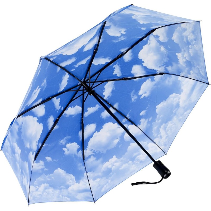 DUA GAL Clear Skies Folding Umbrella Auto Open Close Fiberglass