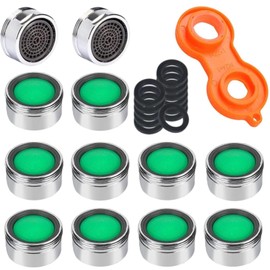 Aerators for Taps M24, Tap Attachment Aerator with ABS and Stainless Steel Filter, 12 Gaskets and 1 Chrome-Plated Key, for Tap Strainer Water Saver Pack of 12