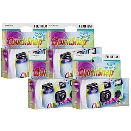 Fuji Quicksnap Einwegkamera mit Blitz, Filmmaterial X-tra 400 ASA für 27 Aufnahmen, 4 Stück